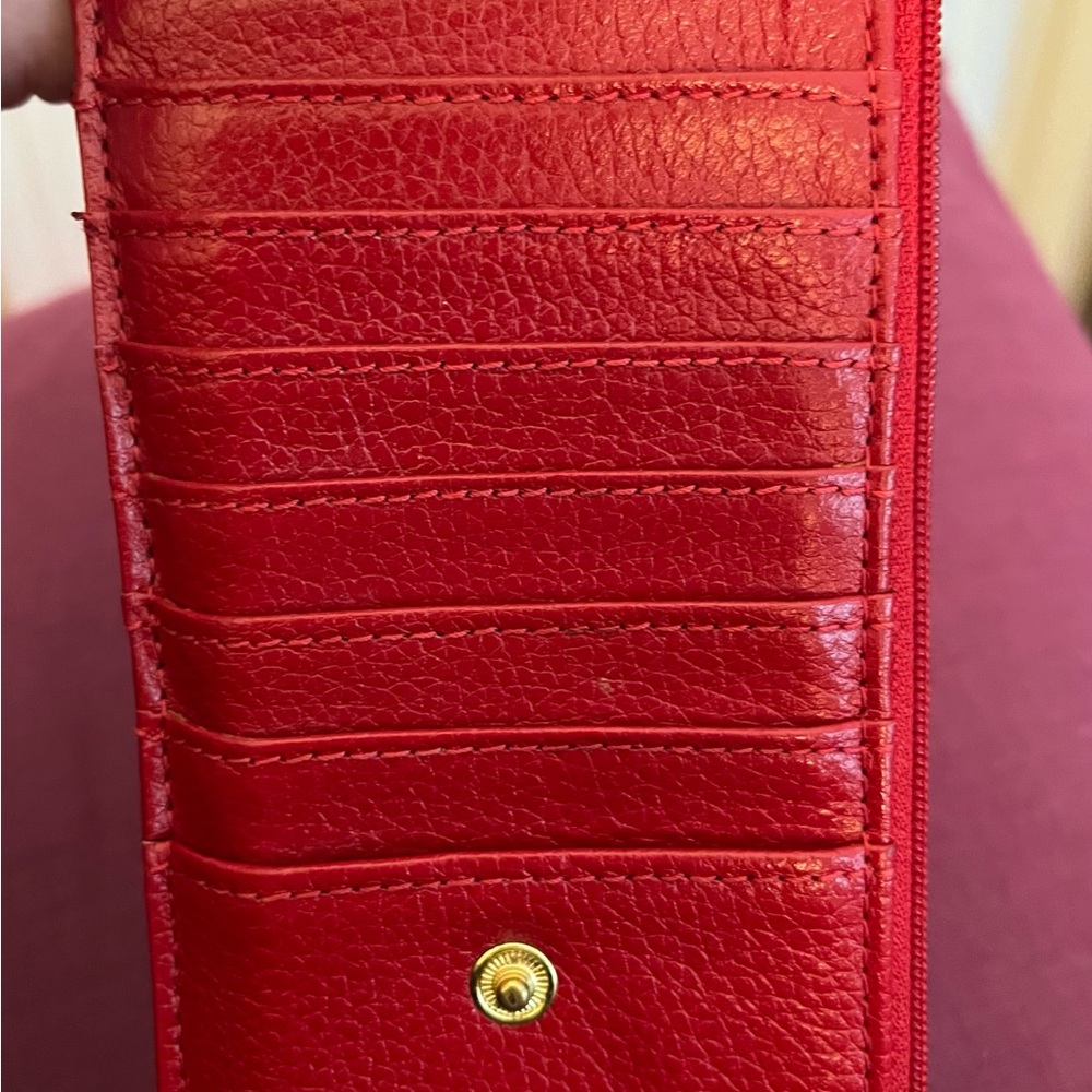 LODIS RED LEATHER CARD HOLDER! GORGEOUS! - Picture 5 of 11